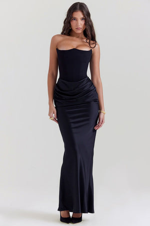 Persephone jade strapless corset maxi dress